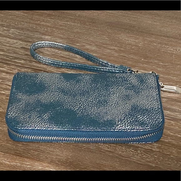 NeW! Wristlet / Wallet - Dark Teal & Silver - Picture 3 of 6
